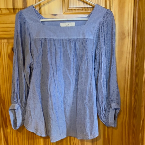 LOFT Tops - Loft XS blue and white striped blouse